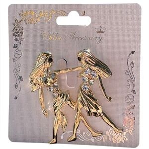 3/$25 Chloe Accessory Gold Tone Gemini Zodiac Twins Pin Brooch